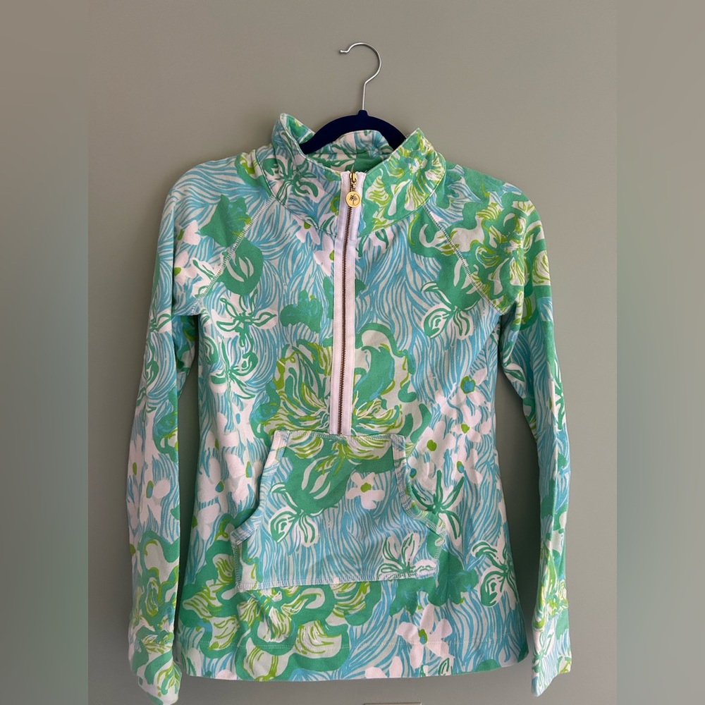 Lilly Pulitzer Aqua and Lime 1/4 Zip